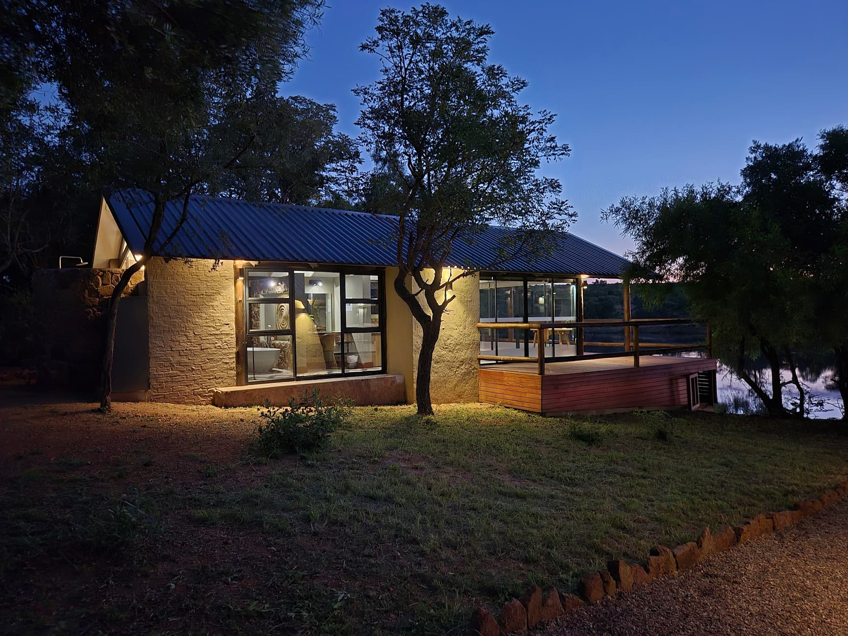 Dam edge view at dusk